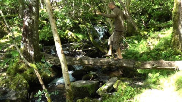 Transfiguration 2011 David crossing log bridge